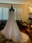 New bridal gown dress illusion straps embroideries owen by Sareh Nouri Size 12