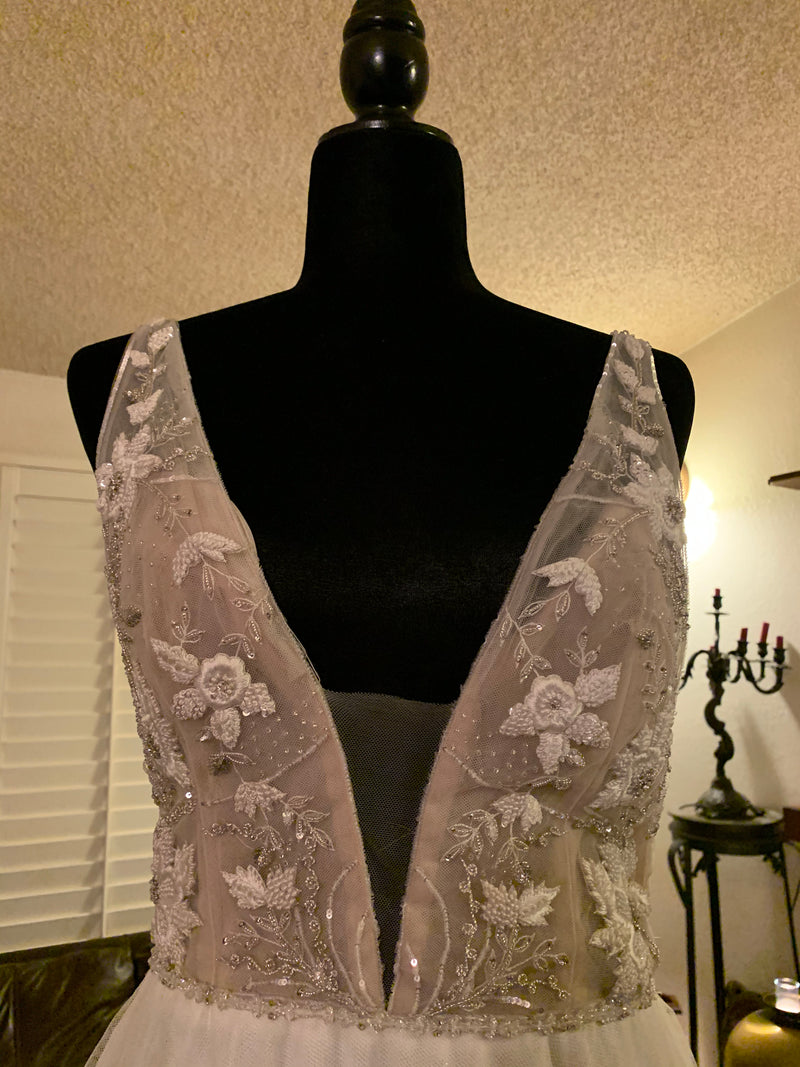 Lazaro Roxana Bridal gown  Ivory sparkle net A-line 3858 size 14