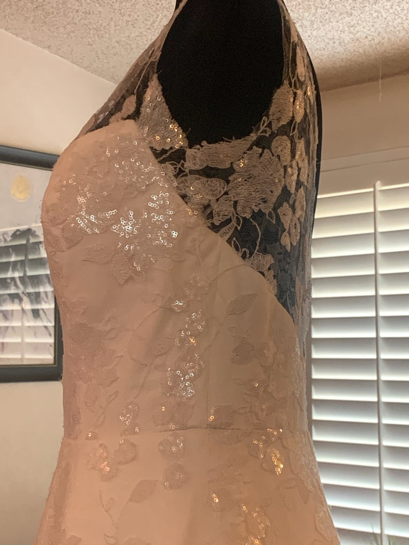 New bridal gown dress illusion straps embroideries owen by Sareh Nouri Size 12